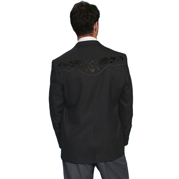 Scully Men's Floral Tonal Embroidered Western Blazer in Black
