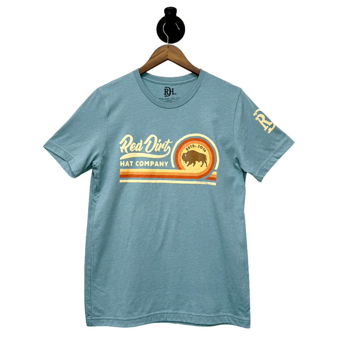 Red Dirt Hat Co. "Surf Side" Unisex Graphic T-Shirt in Heather Blue Lagoon