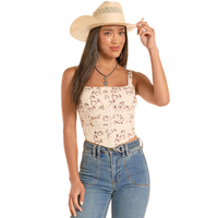 Women's Rock & Roll Denim Horse Print Tank Top