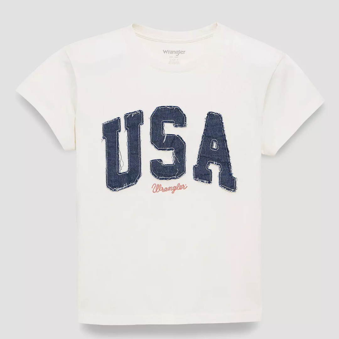 Wrangler Retro Women's S/S Denim USA Graphic Tee in Egret