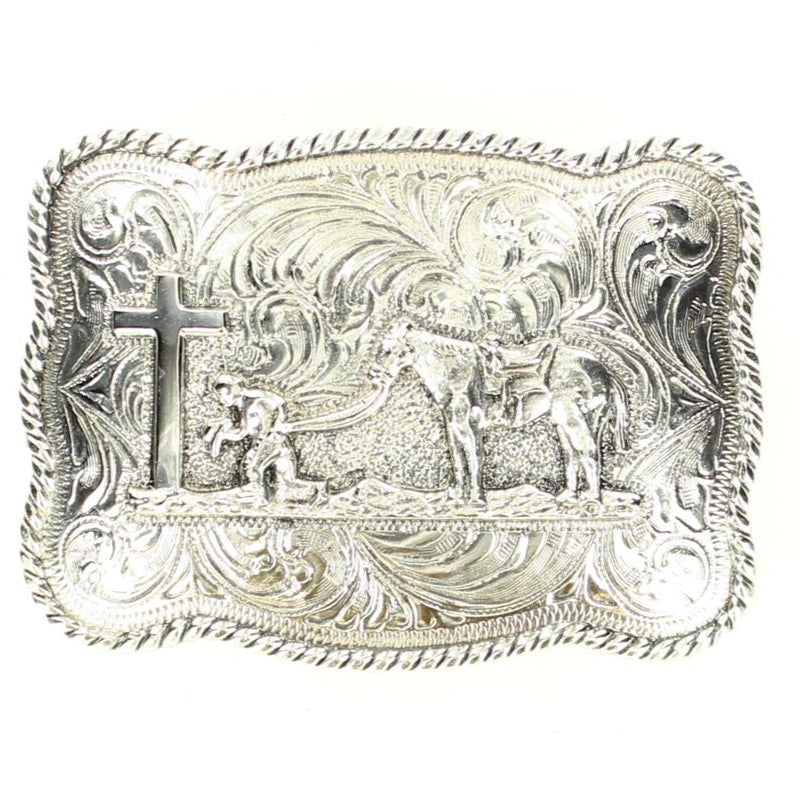 Crumrine Cowboy at the Cross Rectangle Belt Buckle