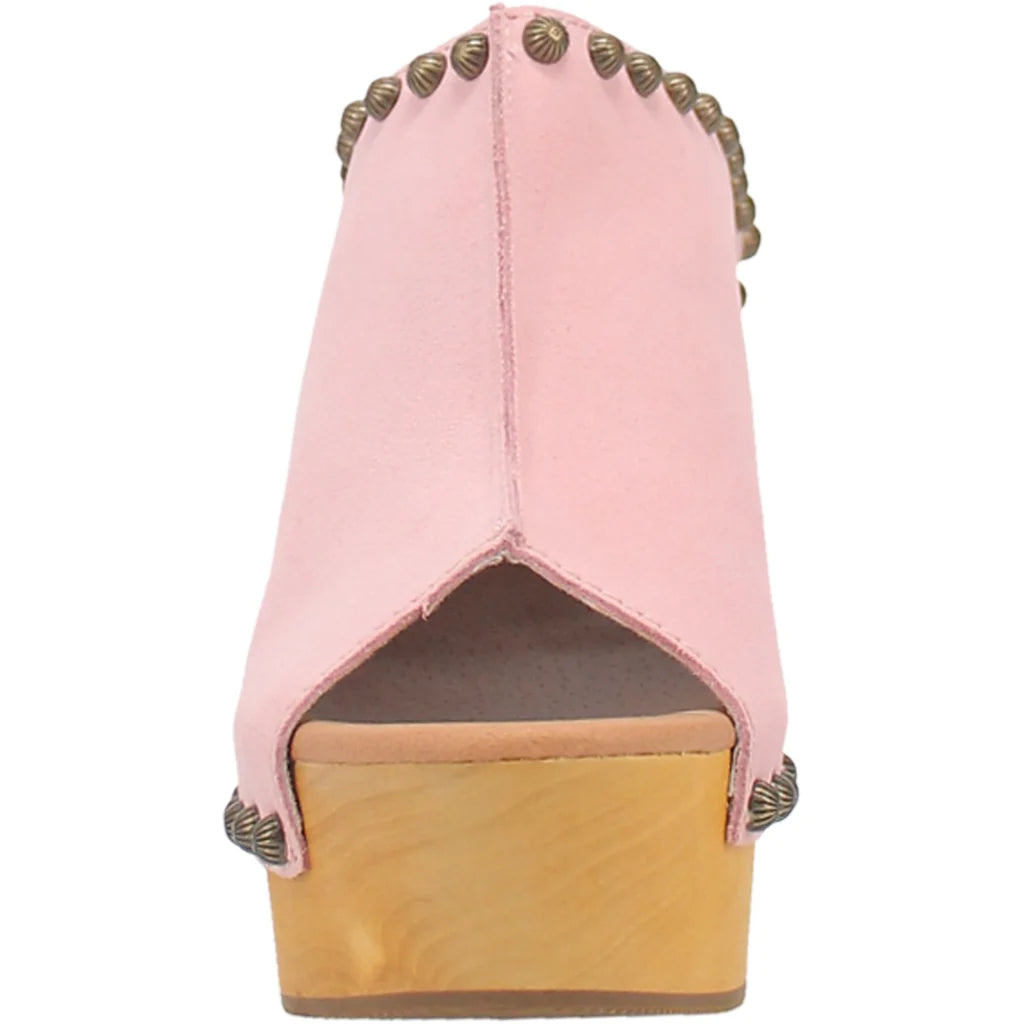 Dingo Women's Peace n' Love Leather Clog- Pink