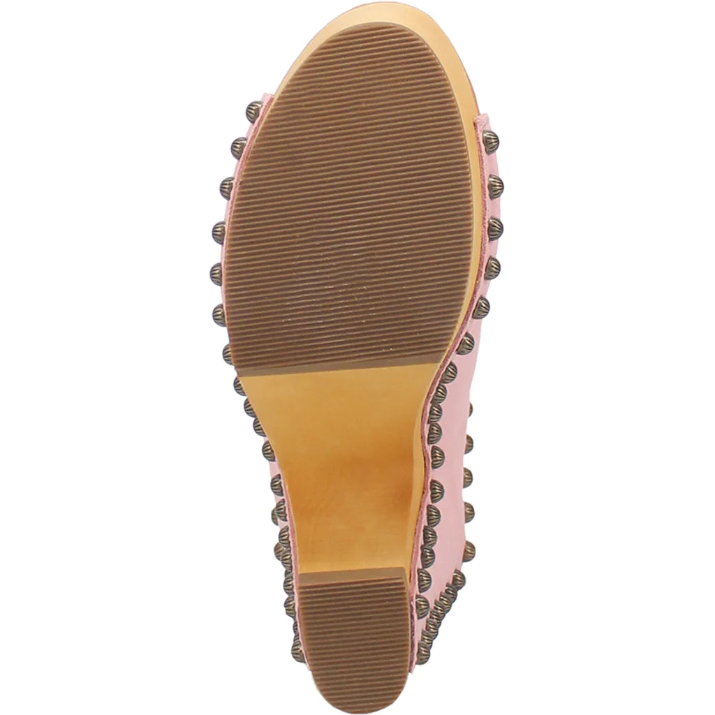 Dingo Women's Peace n' Love Leather Clog- Pink