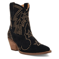 Dingo Women's Seein' Start Suede Leather Bootie in Black