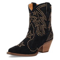 Dingo Women's Seein' Start Suede Leather Bootie in Black