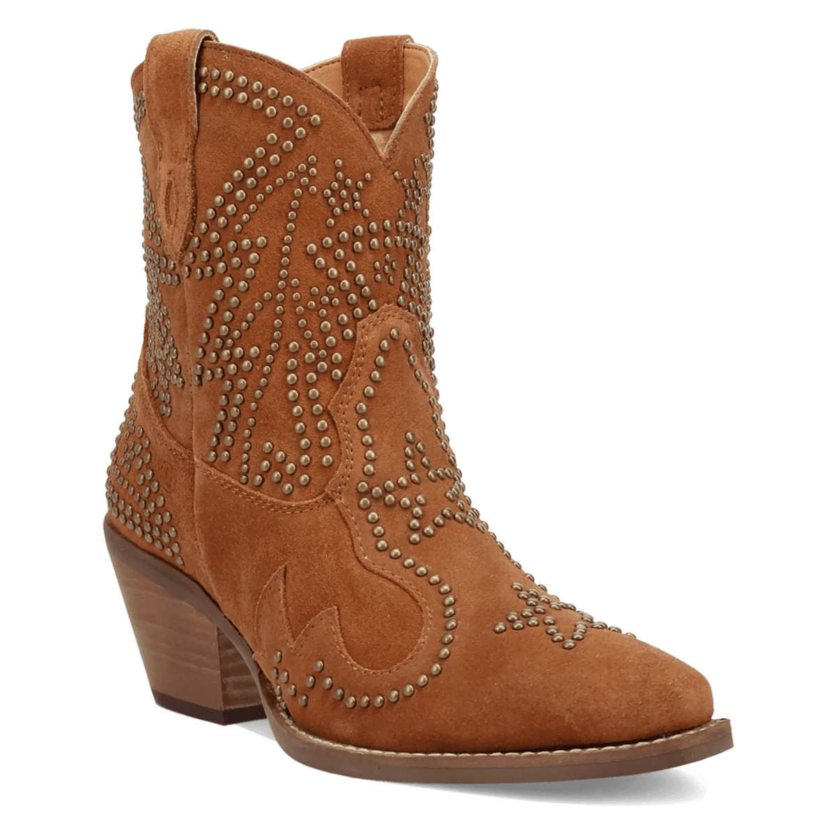 Dingo Women's Seein' Stars Suede Leather Bootie in Camel