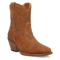 Dingo Women's Seein' Stars Suede Leather Bootie in Camel