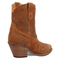 Dingo Women's Seein' Stars Suede Leather Bootie in Camel