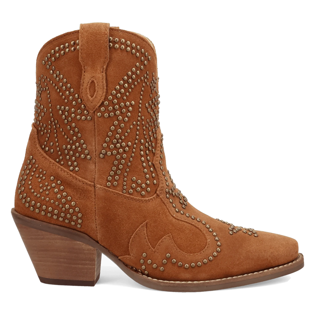 Dingo Women's Seein' Stars Suede Leather Bootie in Camel