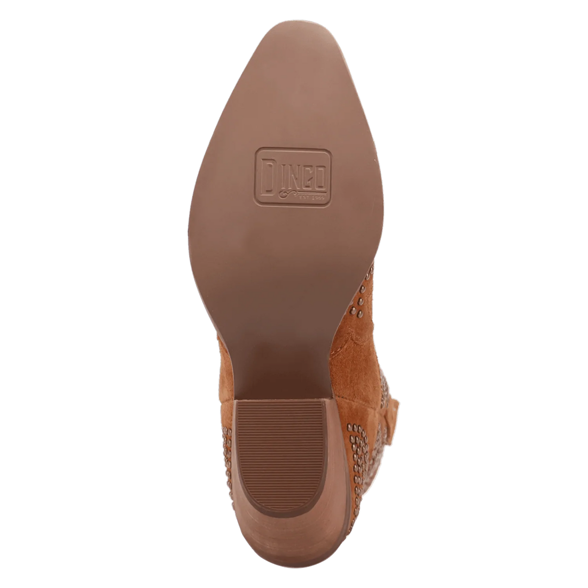 Dingo Women's Seein' Stars Suede Leather Bootie in Camel