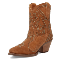 Dingo Women's Seein' Stars Suede Leather Bootie in Camel