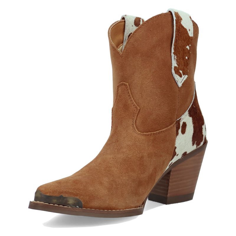 Dingo Women's Texas Charm Suede Leather Bootie in Camel