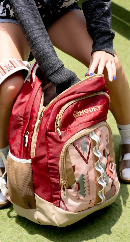 Hooey "Ox" Burgundy and Tan Aztec Backpack