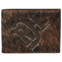 Red Dirt Hat Co. Logo Natural Brindle Hair On Leather Bifold Wallet