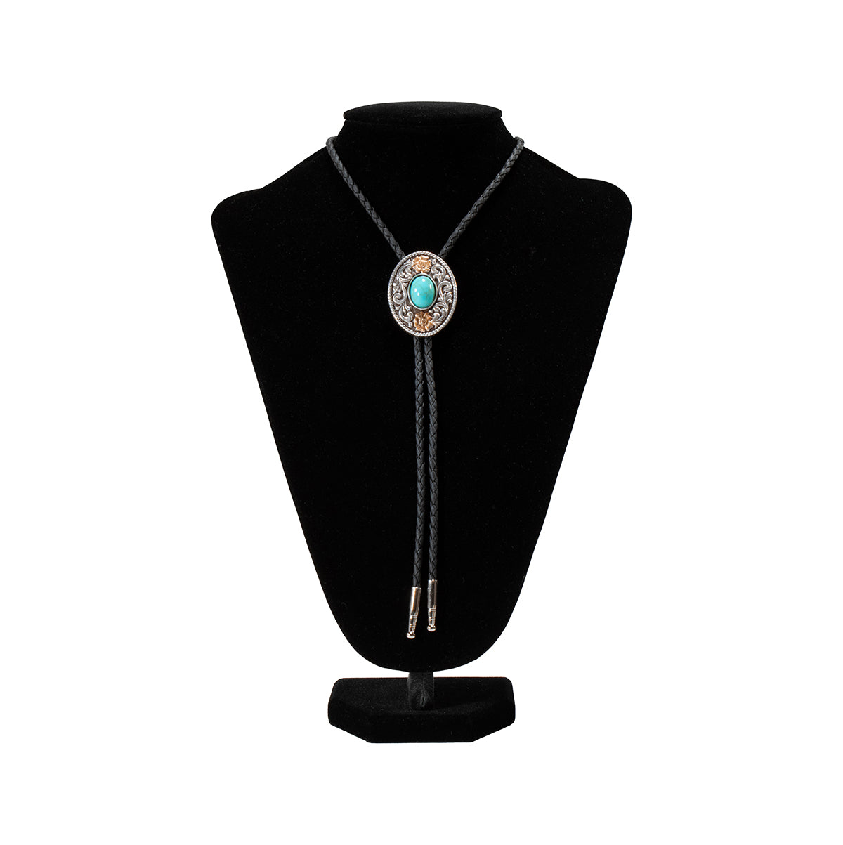 Double S Don't Turquoise Stone Oval Bolo Tie