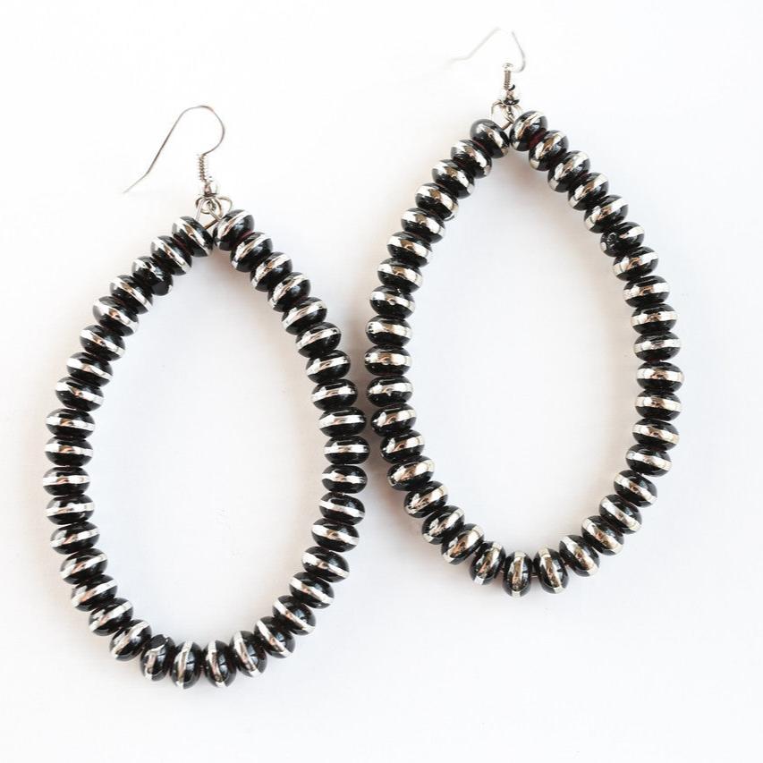 West & Co. Burnished Silver & Black Rondelle Beaded Teardrop Earrings