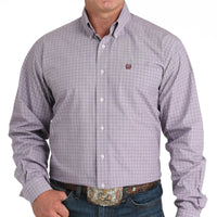 Cinch Men's L/S Classic Fit Plaid Button Down Western Shirt in Lilac