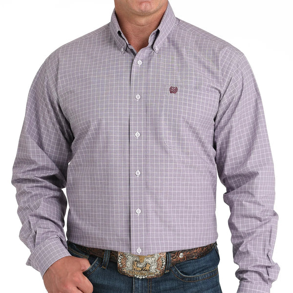Cinch Men's L/S Classic Fit Plaid Button Down Western Shirt in Lilac