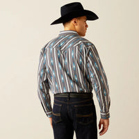 Ariat Men's Rocky L/S Classic Fit Western Snap Shirt in Grey Southwest Stripe