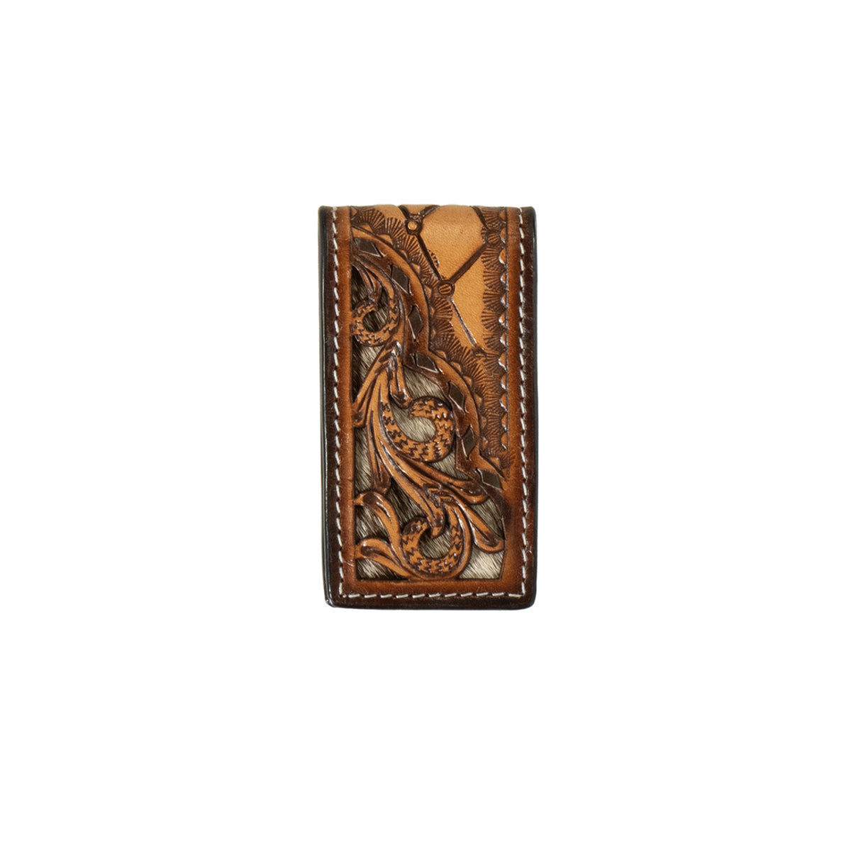 3D Men's Tan Scrolling Filigree Magnetic Money Clip