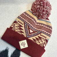 STS Ranchwear Aztec Pom Beanie (Available in Red or Blue)