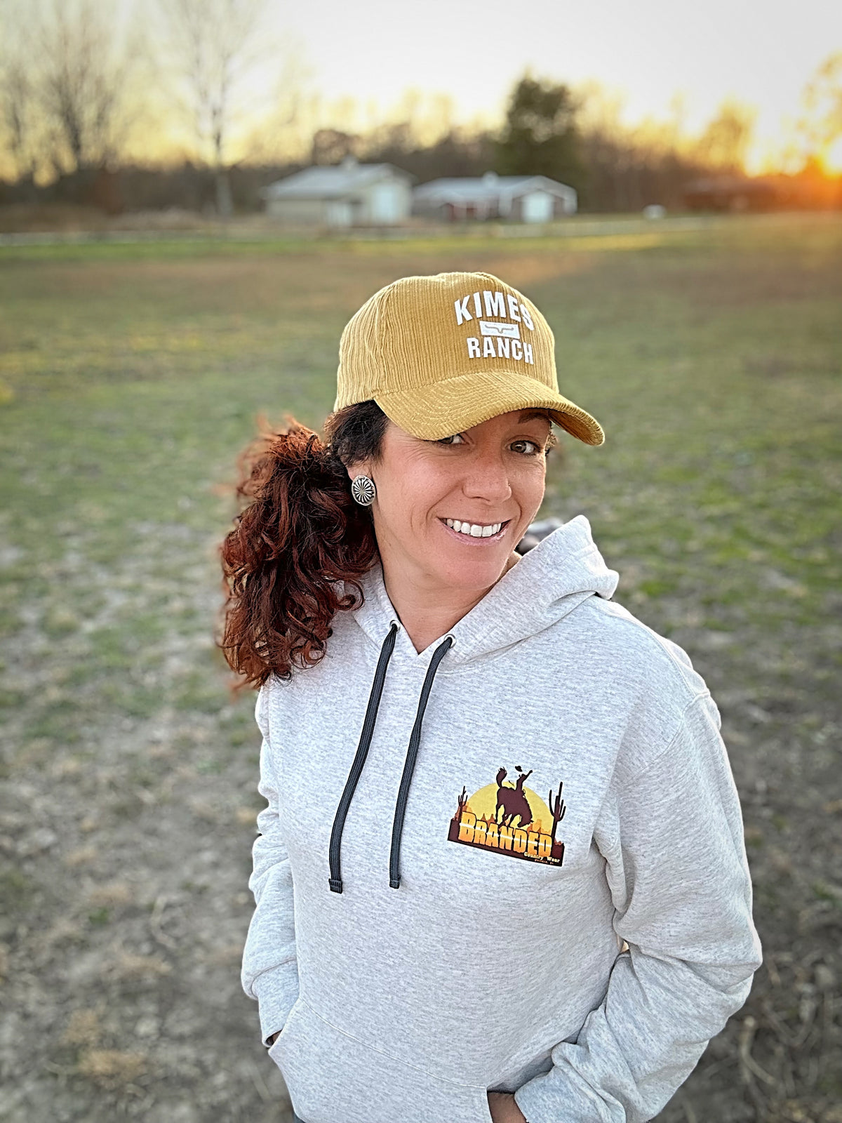 BRANDED Sunset Cowboy Logo Hoodie in Oatmeal Heather