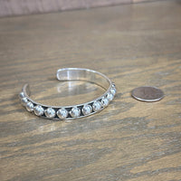Navajo Made Sterling Silver 8mm Bead Cuff Bracelet (Multiple Sizes Available)