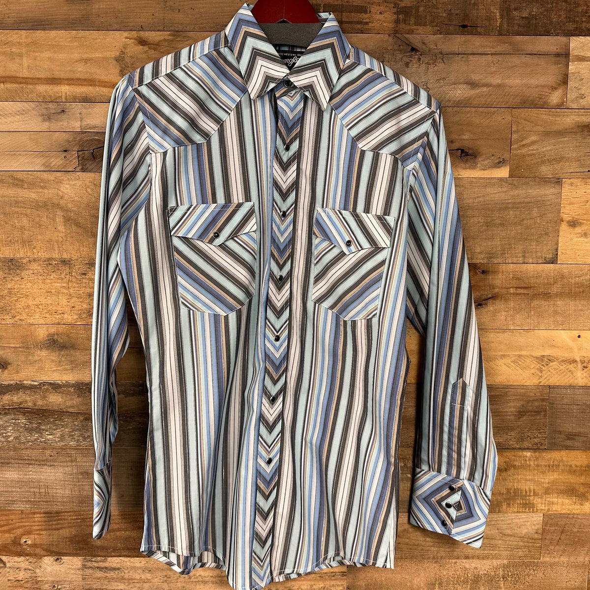 Men's Wrangler Silver Edition Long Sleeve Western Snap Shirt-Blue