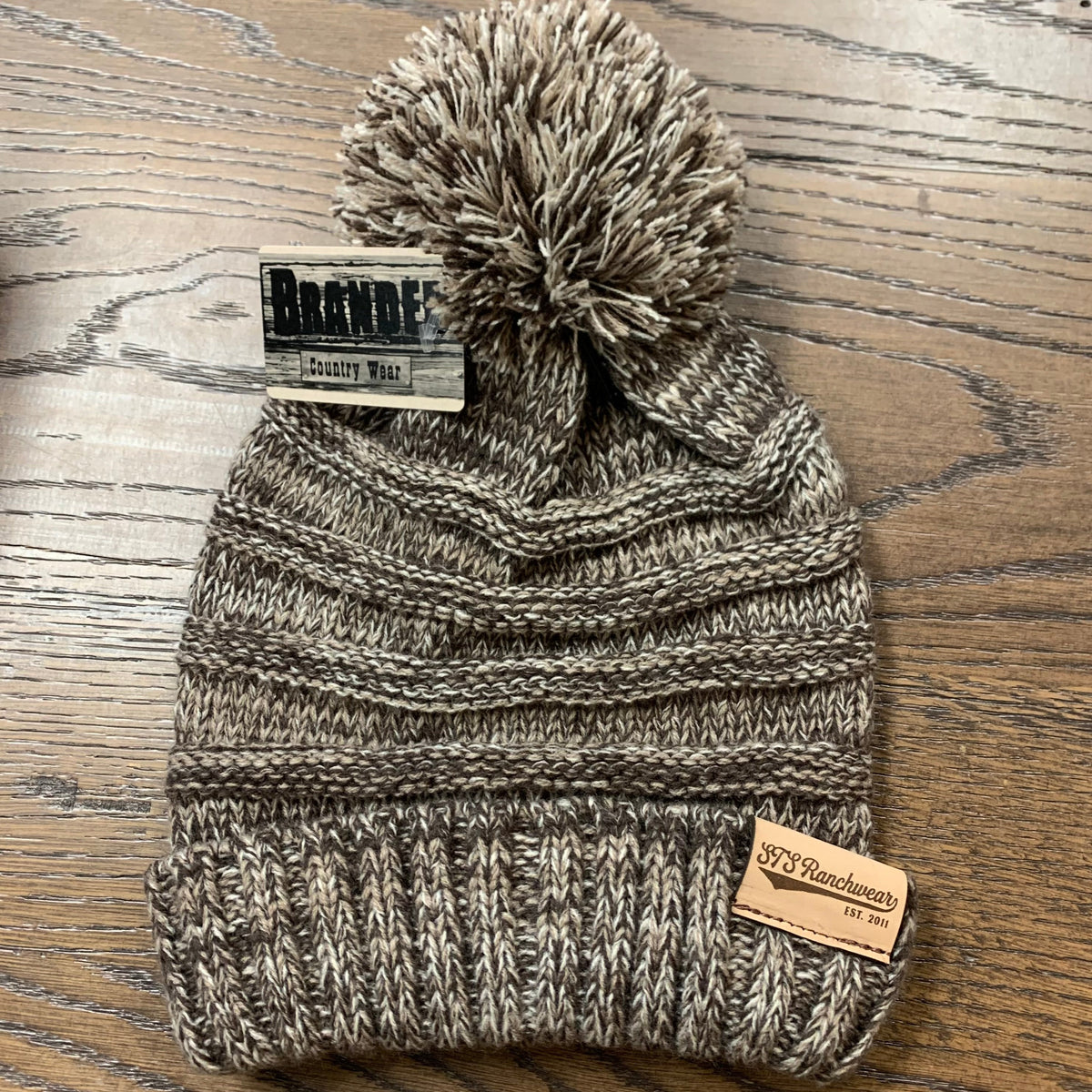 STS Ranchwear Brown Chunky Pom Beanie in Brown
