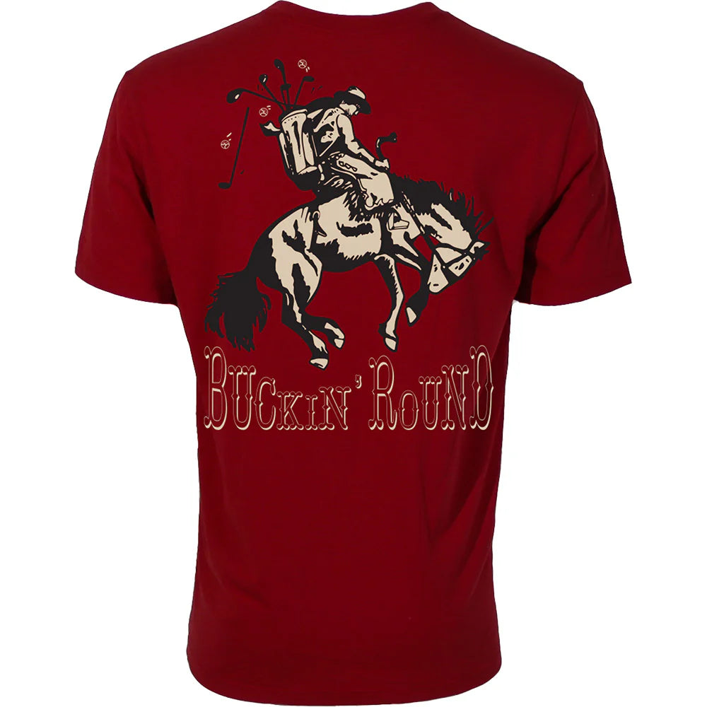 Hooey Men's "Buckin' Round" Cowboy Golf Graphic Tee in Red