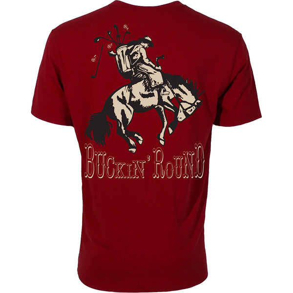 Hooey Men's "Buckin' Round" Cowboy Golf Graphic Tee in Red