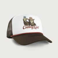 Cowboy Cool "Bigfoot Hoedown" Foam Rope Trucker Hat in White & Brown