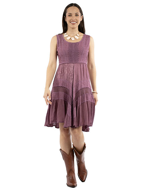 Scully Honey Creek Women's Sleeveless Embroidered Sundress in Dusk Purple