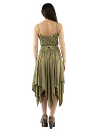 Scully Honey Creek Women's Sleeveless Lace Up Midi Dress in Olive Green