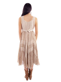 Scully Honey Creek Women's Sleeveless Lace Up Midi Dress in Latte