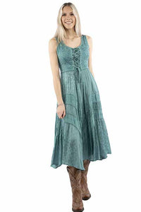 Scully Honey Creek Women's Sleeveless Lace Up Midi Dress in Teal