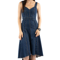 Scully Honey Creek Women's Sleeveless High Low Denim Dress in Blue