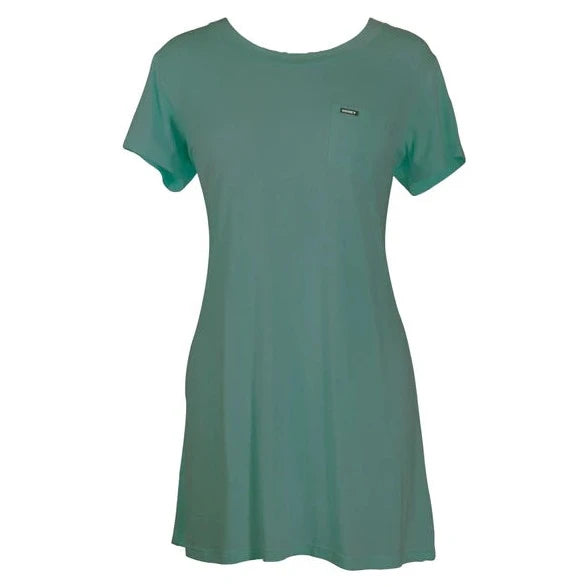 Hooey Women's Bamboo Pocket T-Shirt Dress in Teal