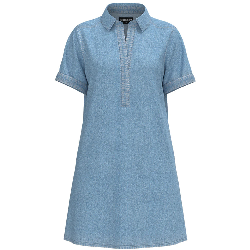 Hooey Women's Denali Denim Chambray Dress in Denim Blue
