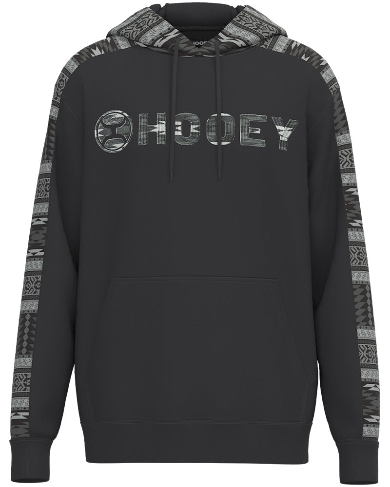 Hooey Men s Canyon Logo Hoodie in Black with Aztec Pattern