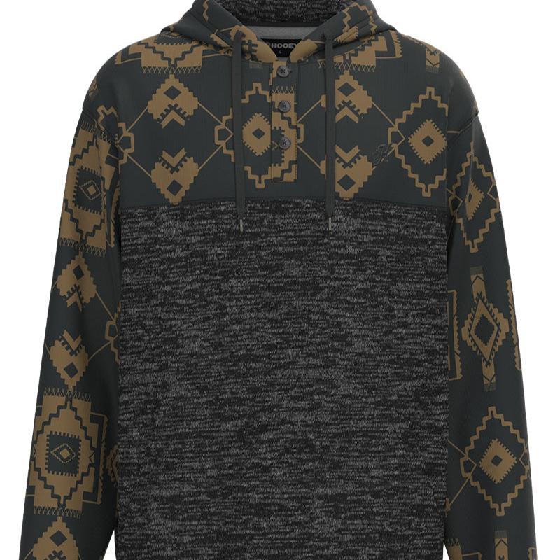 Hooey Men's "Jimmy" Hoodie in Black with Aztec Pattern