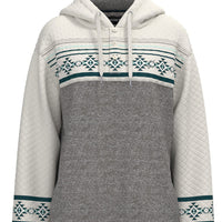 Hooey Women's "Jimmy" Hoodie in Grey with Quilted Southwestern Pattern