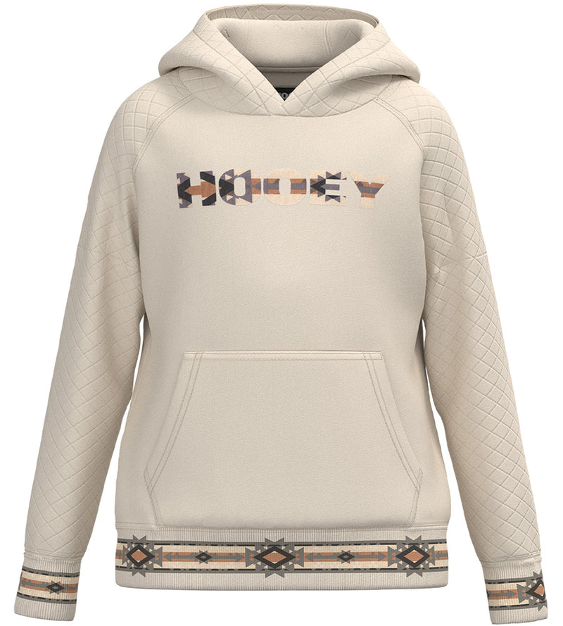 Hooey Women's Quilted Logo Hoodie in Southwestern Cream