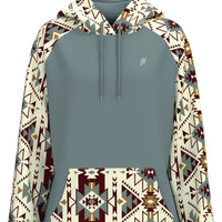 Hooey Women's "Summit" Hoodie in Blue with Aztec Pattern