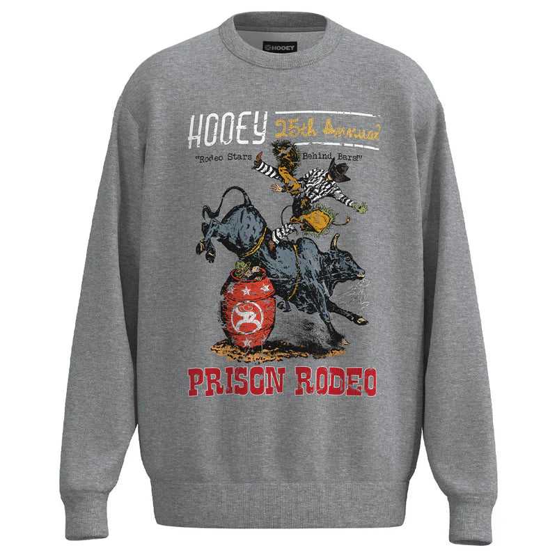 Hooey Men's Prison Rodeo Logo Pullover in Heather Grey
