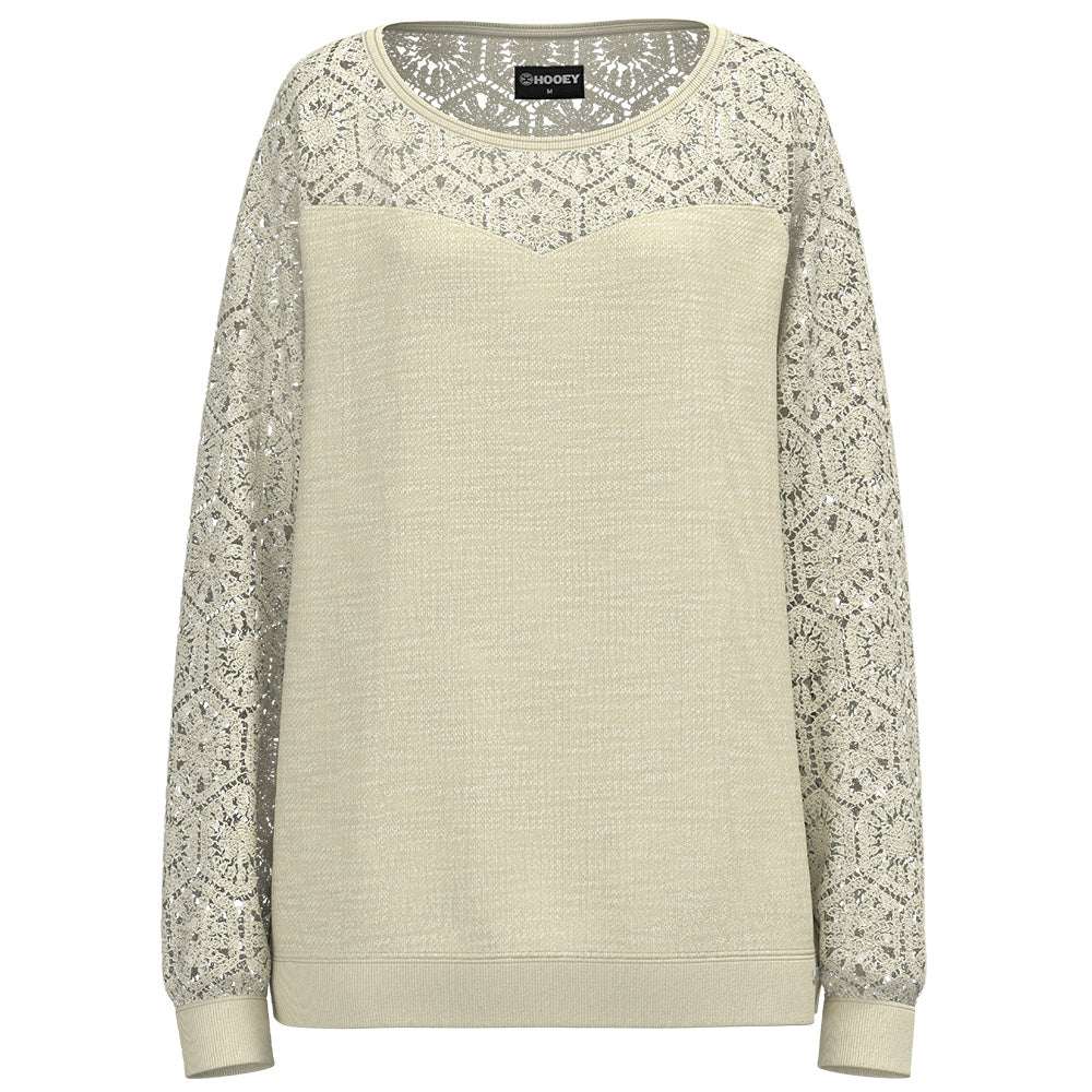 Hooey Women's L/S "Stallion Crew" Pullover in Cream
