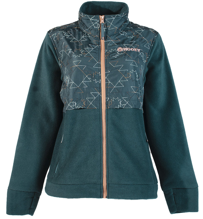 Hooey Women's Tech Fleece Jacket in Teal Aztec