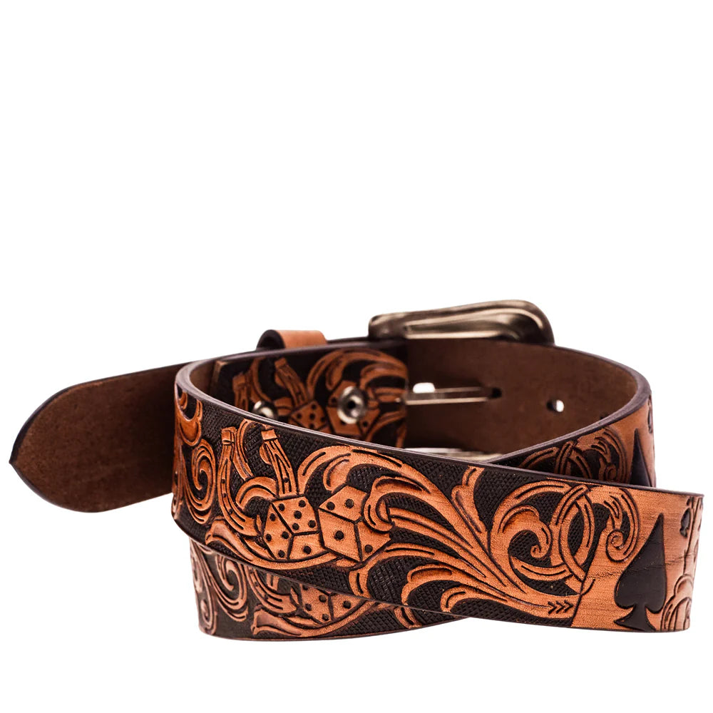 Hooey Men's "Gambler" Brown/Black Filigree Belt
