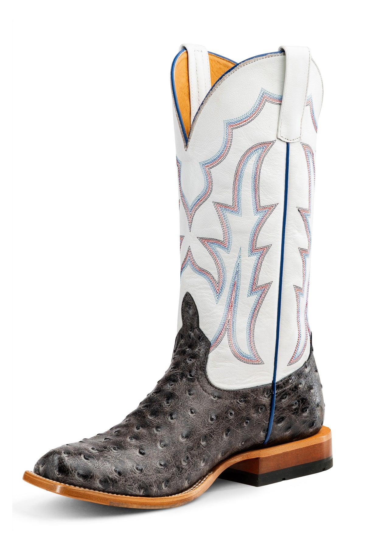 Horse Power Men's Grey Ostrich Print Western Boot