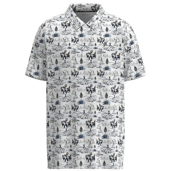 Hooey Men's "The Weekender" Short Sleeve Comanche Golf Polo in White